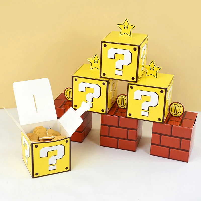 6/3Pcs Question Blocks Gift Boxes Kids Video Game Theme Birthday Candy Cookie Treat Box... - SKU QBGB1149 - UGI Packaging