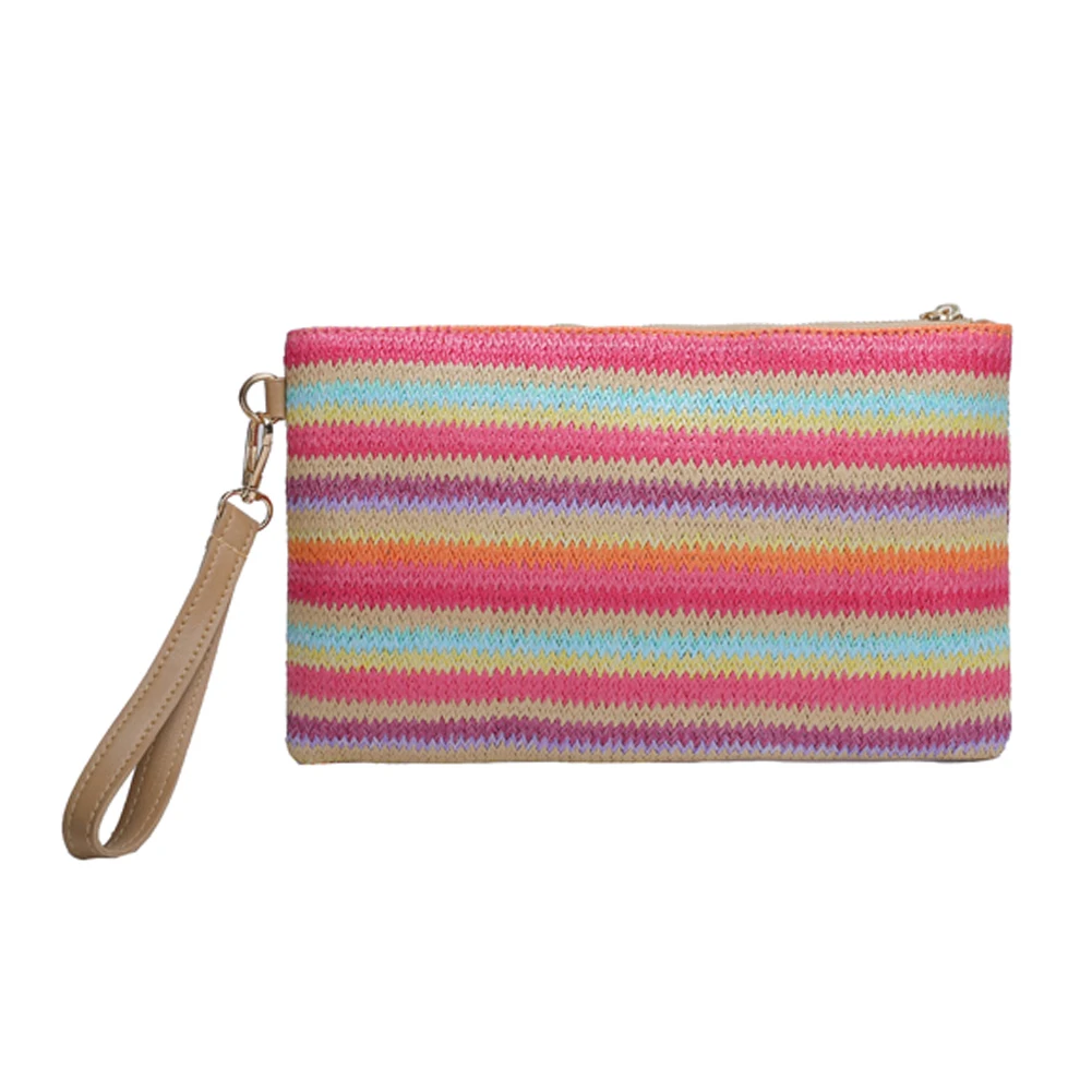 

Woven Clutch Bag Colourful Hand-woven Straw Bag Handmade Vintage Casual Portable Elegant Simple Exquisite for Weekend Vacation