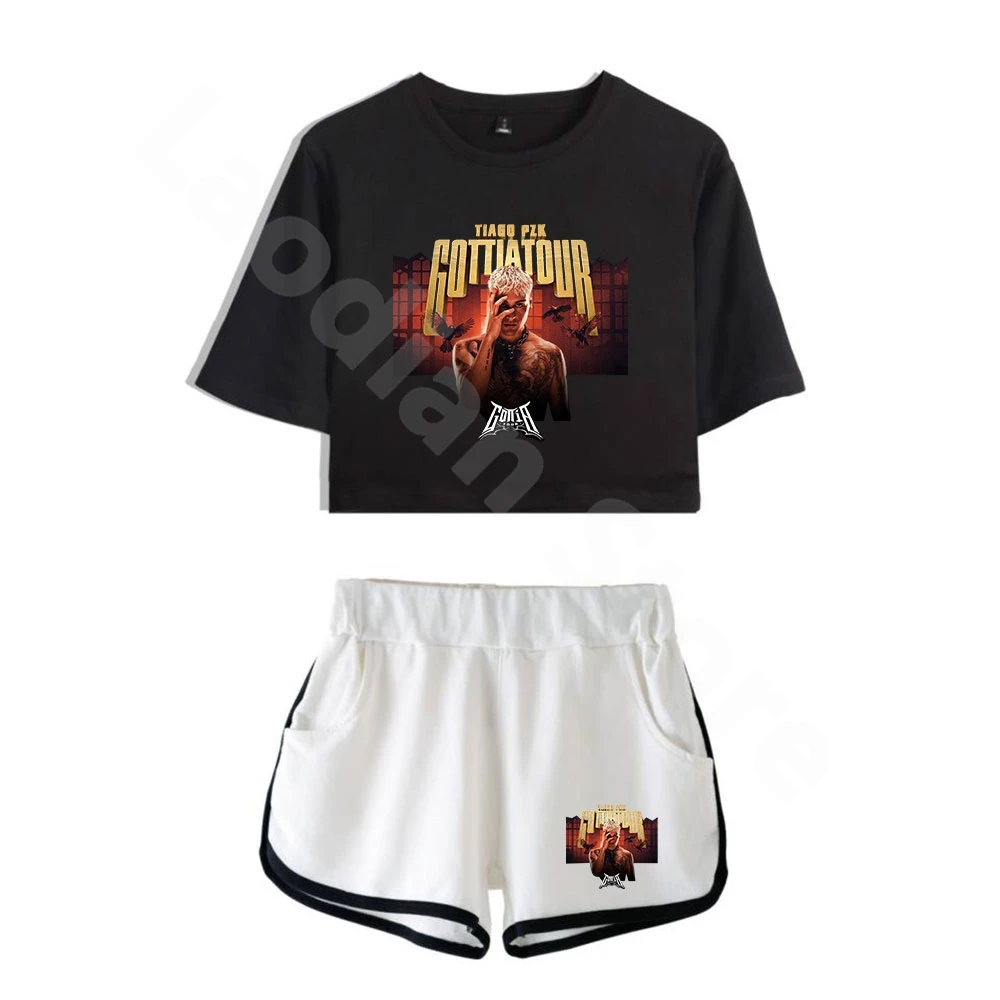 Tiago PZK Gotti A Tour 2025 Tee Shorts Suit Fashion Two Piece Sets Casual Short Sleeve 2 Piece Set Hip Hop Tees Funny Crop Top 2