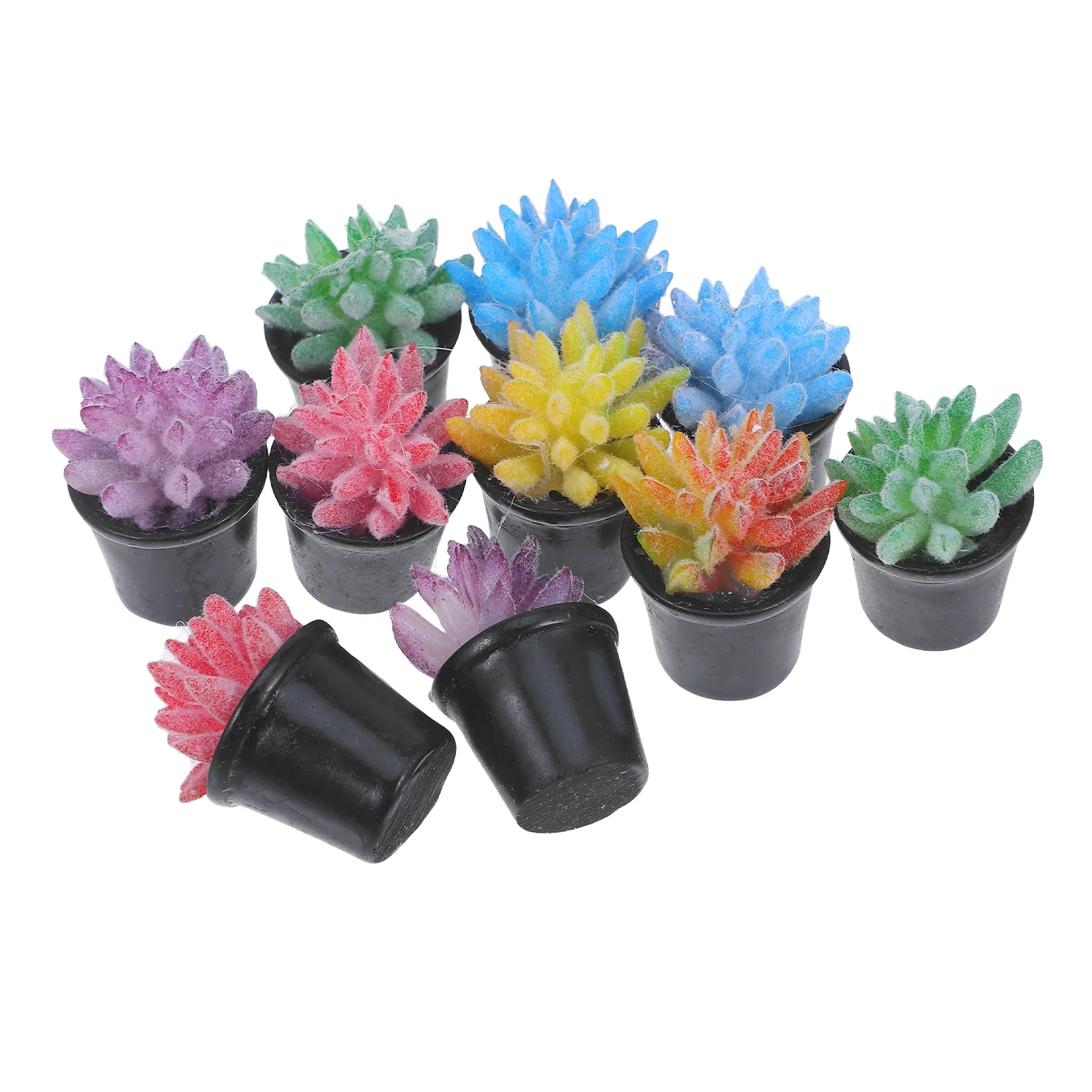 

10 Pcs House Plants Table Centerpieces Miniature Potted Bonsai Succulents Tiny Pvc Home Decor Decorations for Dining Room