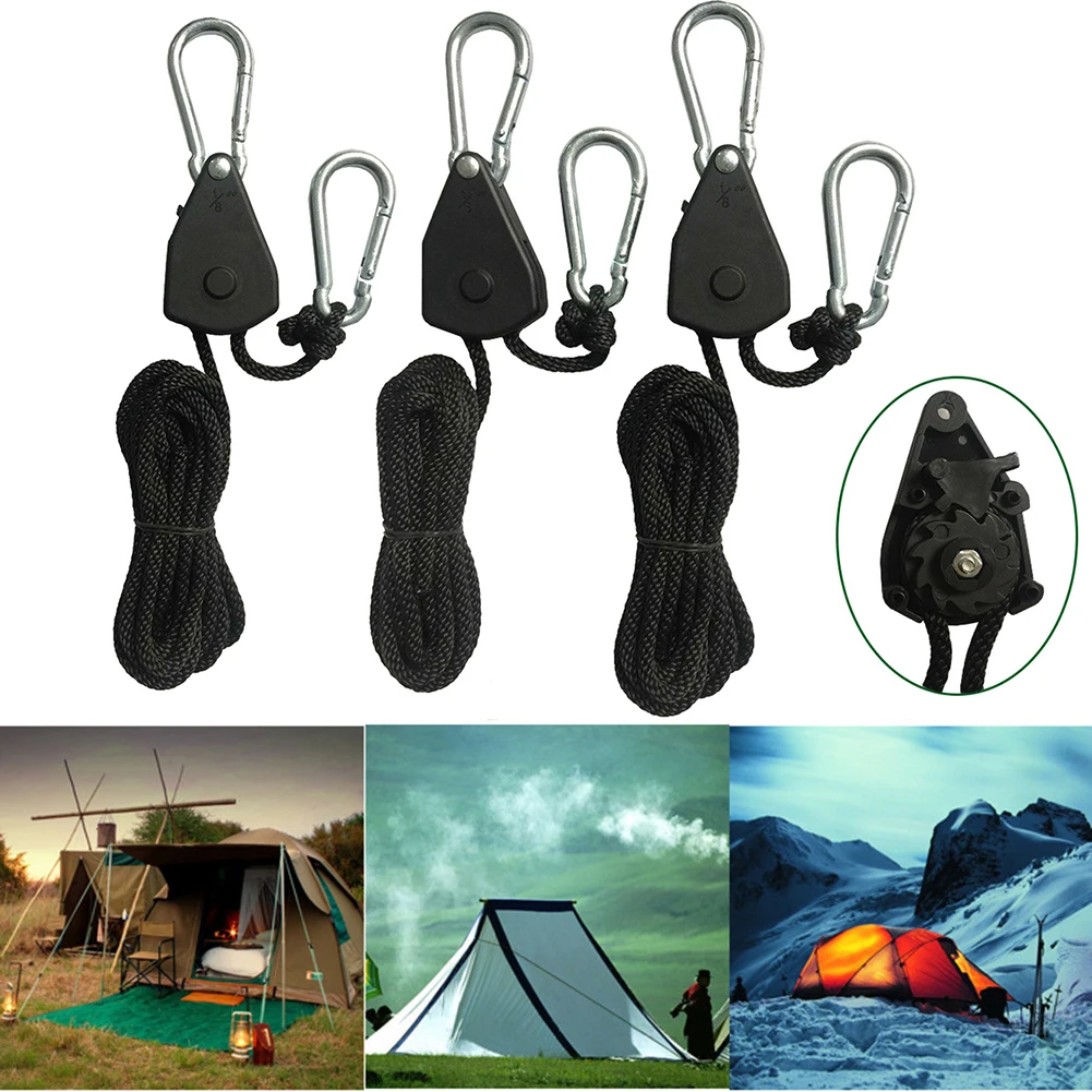 1/2/4/6/8/10/12/14/16pcs Lock Tie Down Strap 1/8 Lift Pulley Lifting Pulley Hook 1.6M Lamp Pulley Ropes Pulley Sky Curtain Tent