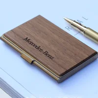 1pcs Free Engraving Wood Professional Business Card Holder Pocket Personalization Customized Wood Card for Business Card Holder 1