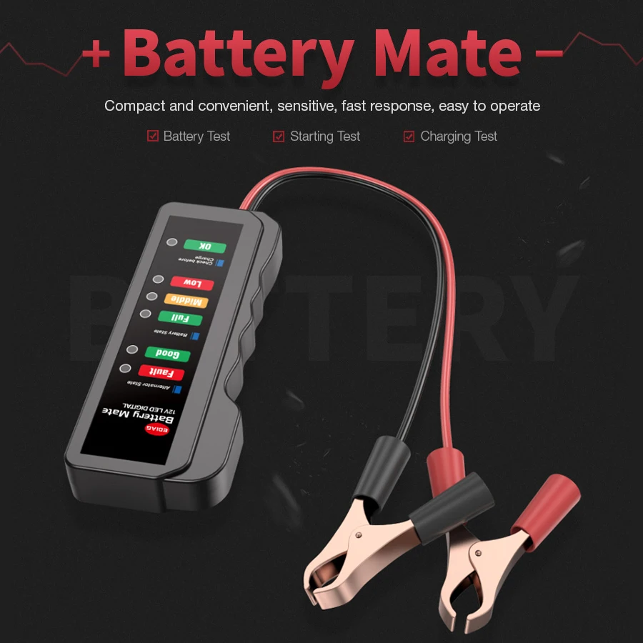 Car Battery Tester 12v Vehicle Motorcycle Boat Portable Automotive