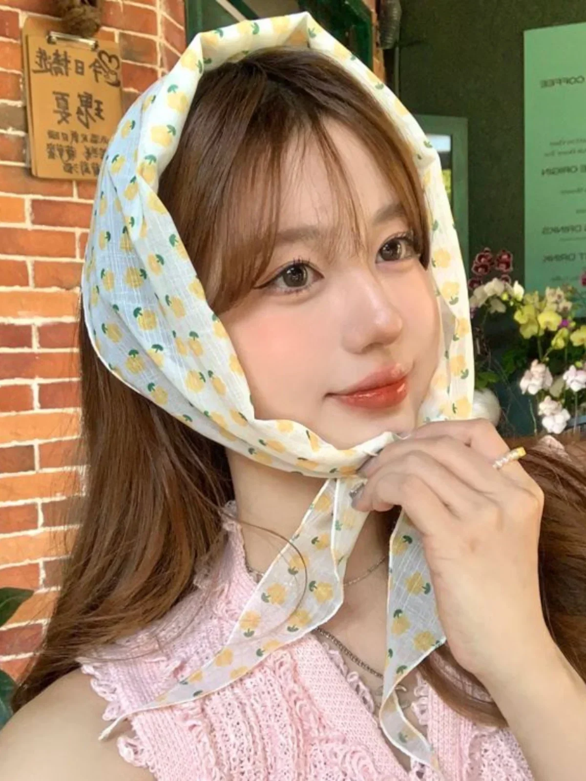 6 Stück Kopftuch Set Für Damen - Blumen Dreieck Tücher Aus Chiffon, Elastische Bandanas