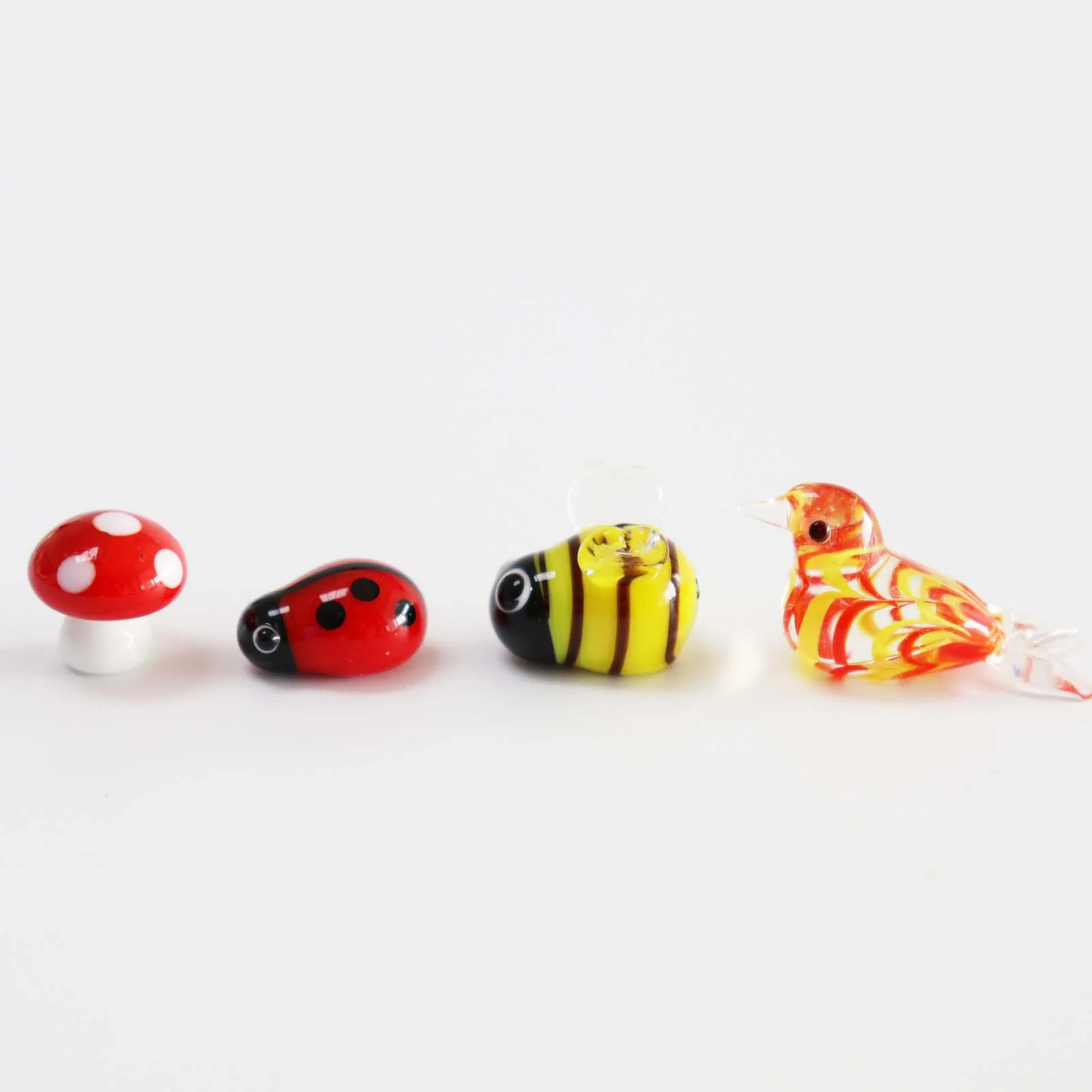 

Murano Glass Animal Mini Figurines ladybug bee bird