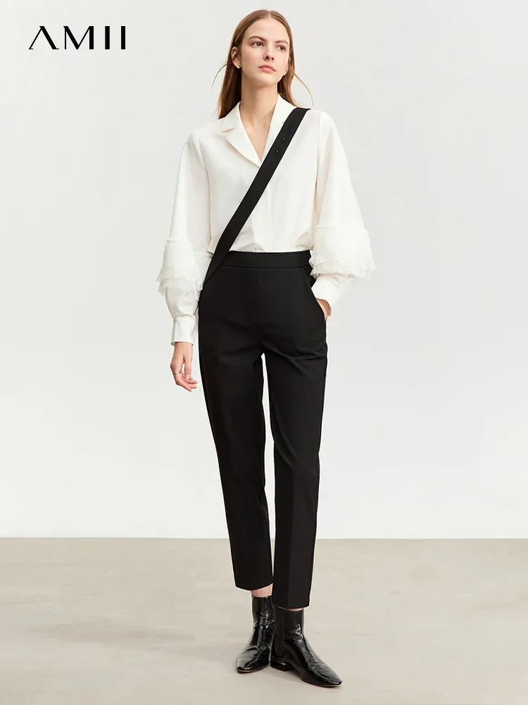

AMII Casual Pants For Women 2023 Autumn New Suspenders Cone Pants Ankle-length Trousers Lady Solid Quality Fashion 12343365
