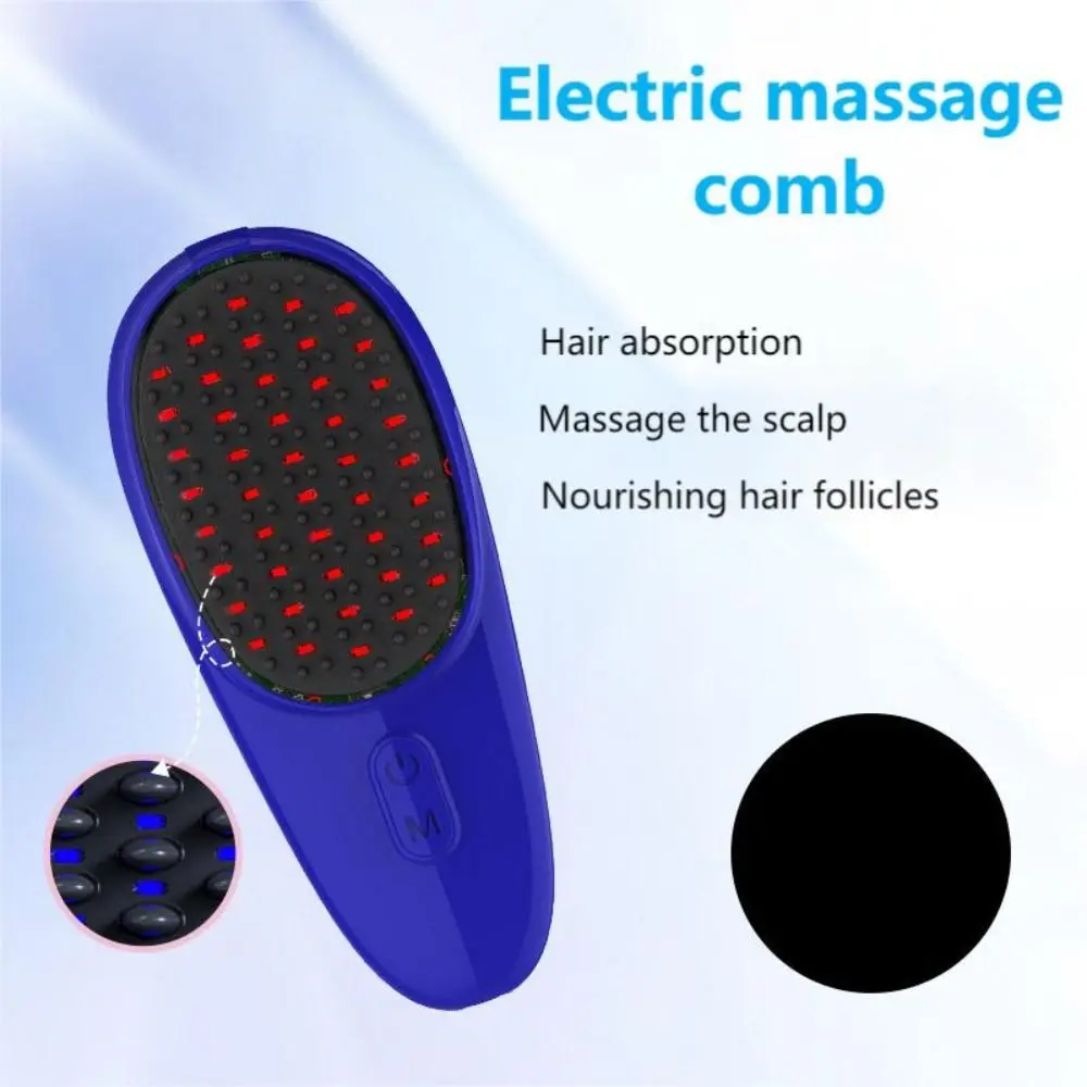 

Rechargeable Head Massager Red & Blue Light Phototherapy Anti Hair Loss Vibration Massage Comb Stress Relief Scalp Brush Women