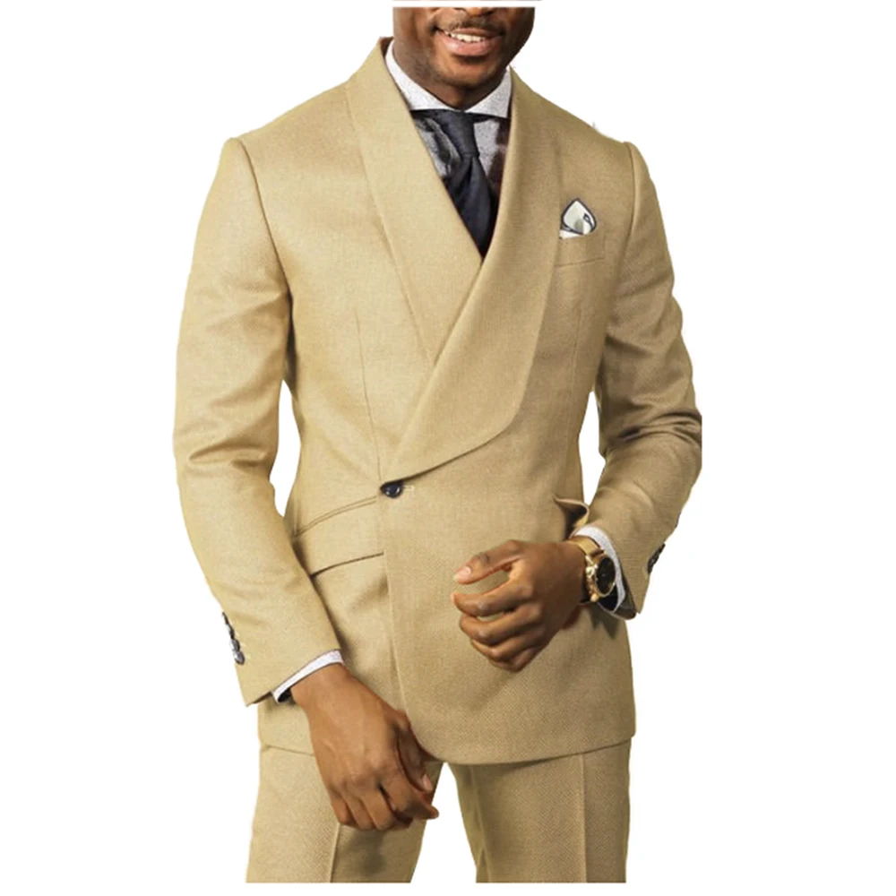 Breathable Light Weight Wedding Suits Custom Made Mens Suits Summer Suit Tailor Made Suits Beige Wedding Suits For Man