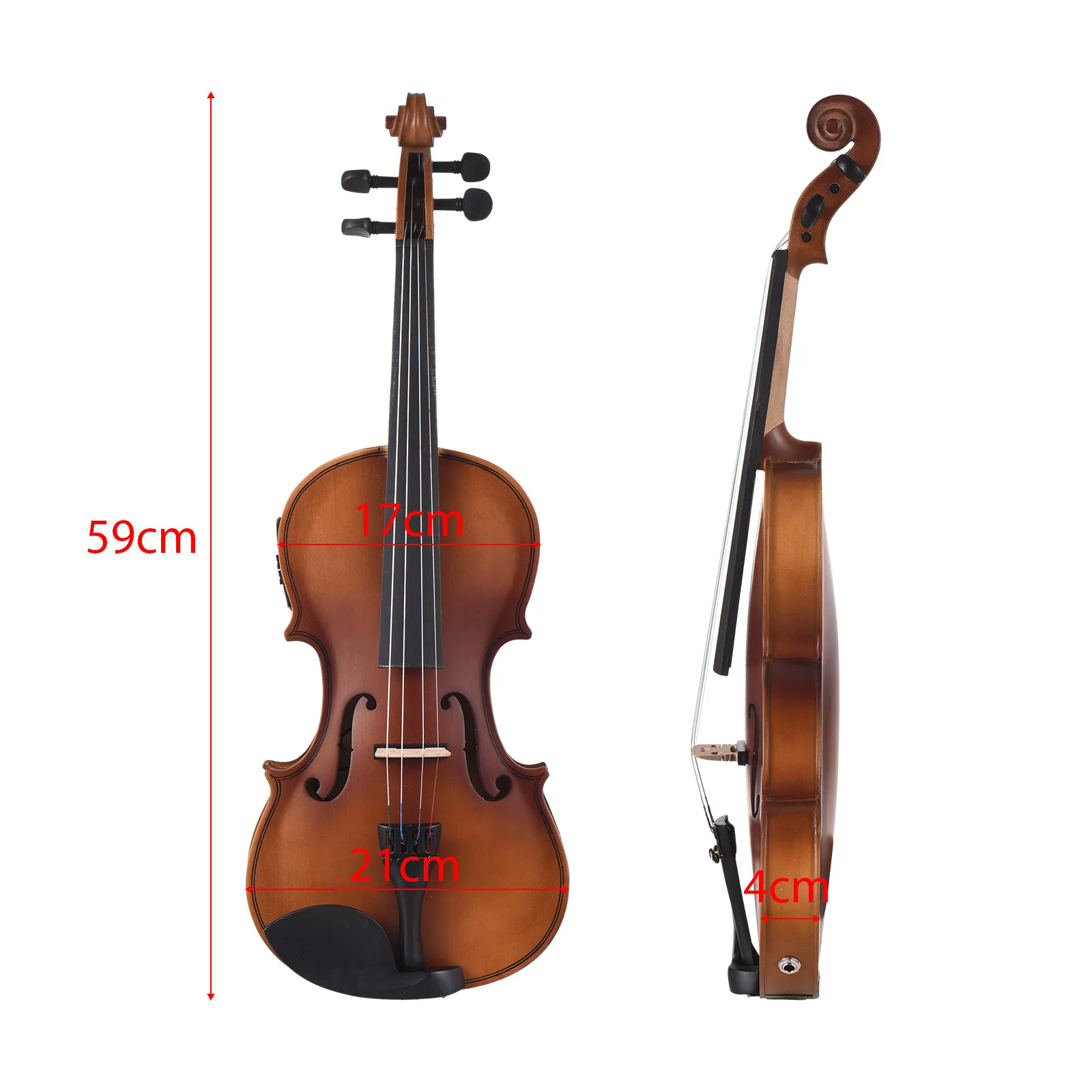 4/4 EQ Violin Full Size Set Solid Wood Violin for Beginners Students School Learners Shoulder Support Audio Cable Spare Strings