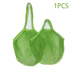 Eco - Friendly Foldable Cotton Mesh Shopping Bag - Reusable & Breathable Storage Solution - L - 25X35X35 (Green)