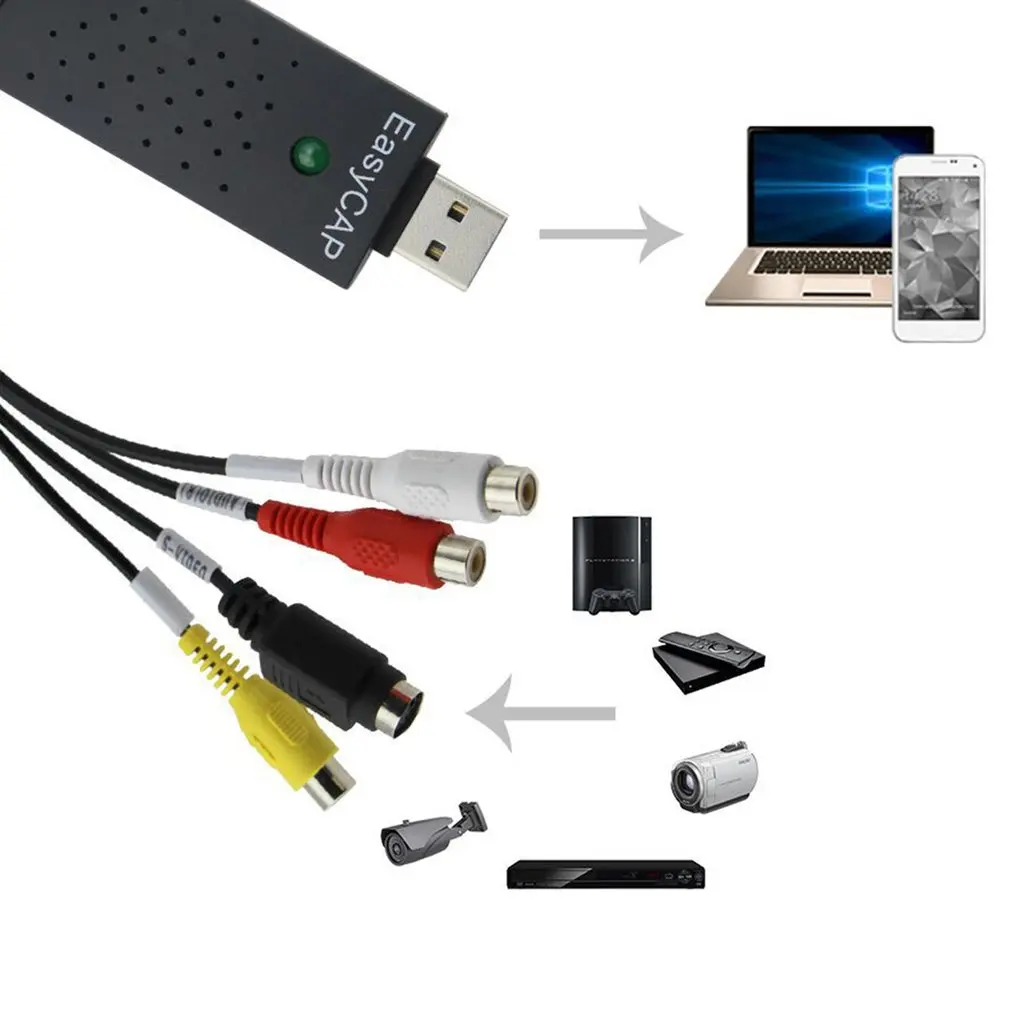 New USB 2.0 Audio Capture Adapter VHS VCR TV to DVD Converter Digital Video Grabber Recorder Device for Windows PC