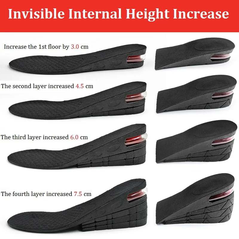Full Cushion Three-layer Four-layer Half Cushion PU Inner Heightening Insole Sports Shock Absorption Invisible Air Cushion