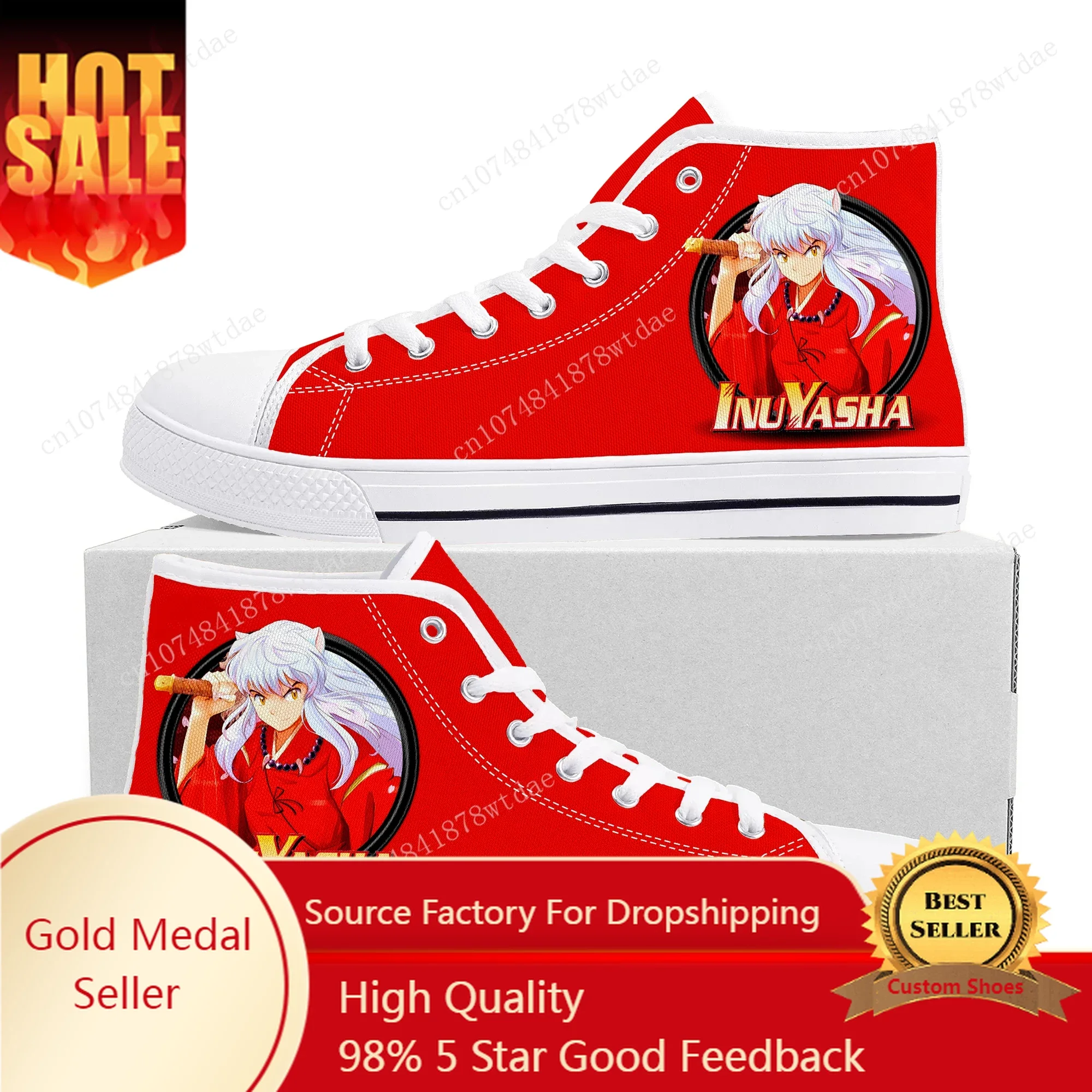 

Inuyasha High Top Sneakers Mens Womens Teenager High Quality Canvas Sneaker Japanese Anime Comics Manga Couple Customized Shoes