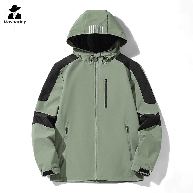 Spring and Autumn Windbreaker Men's Oversized Windproof Jacket Outdoor Camping Mountaineering Suit Women's Running Hooded Coat