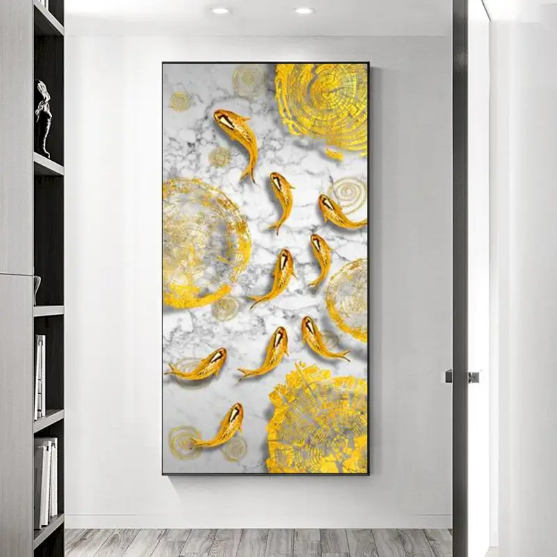 

GATYZTORY Oil Painting By Numbers With Frame Golden Koi For Adults Animal Picture By Number For Home Unique Gift Wall Art