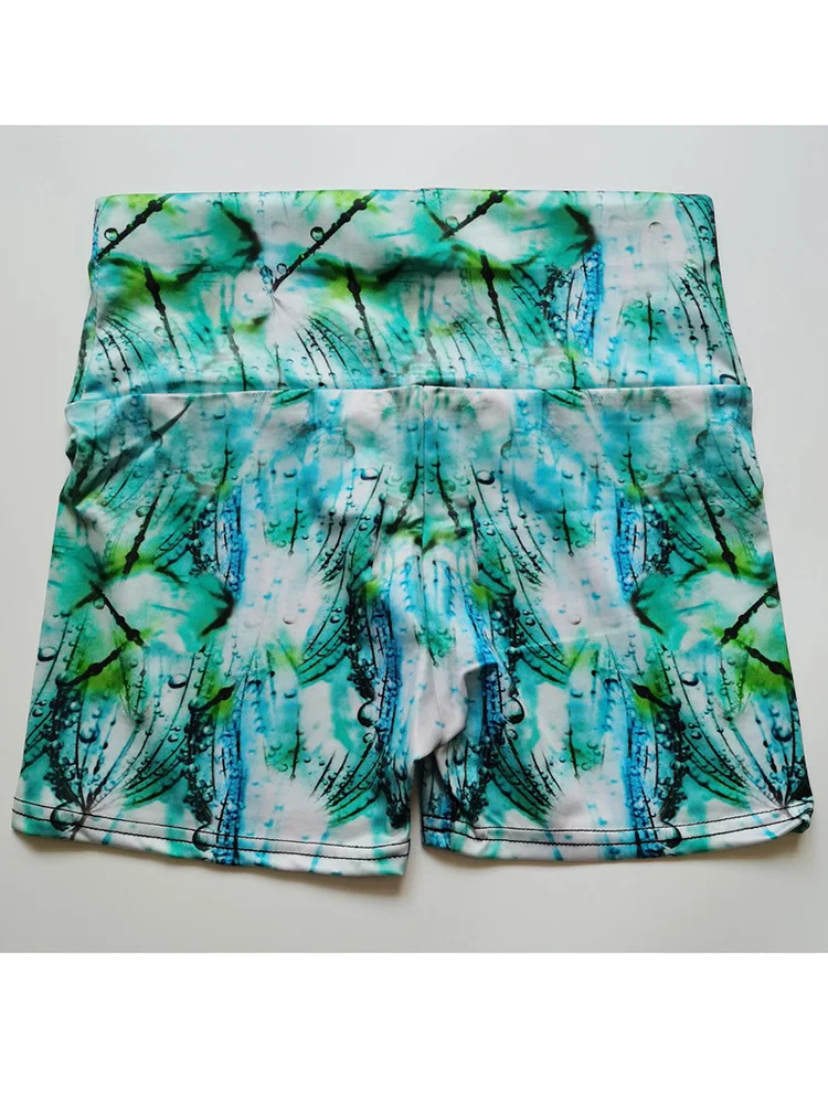 Green Raindrop Digital 3D Printing Sexy Summer Shorts for Women Quick Dry Workout Clothes Gym Scrunch Yoga Cropped Pants