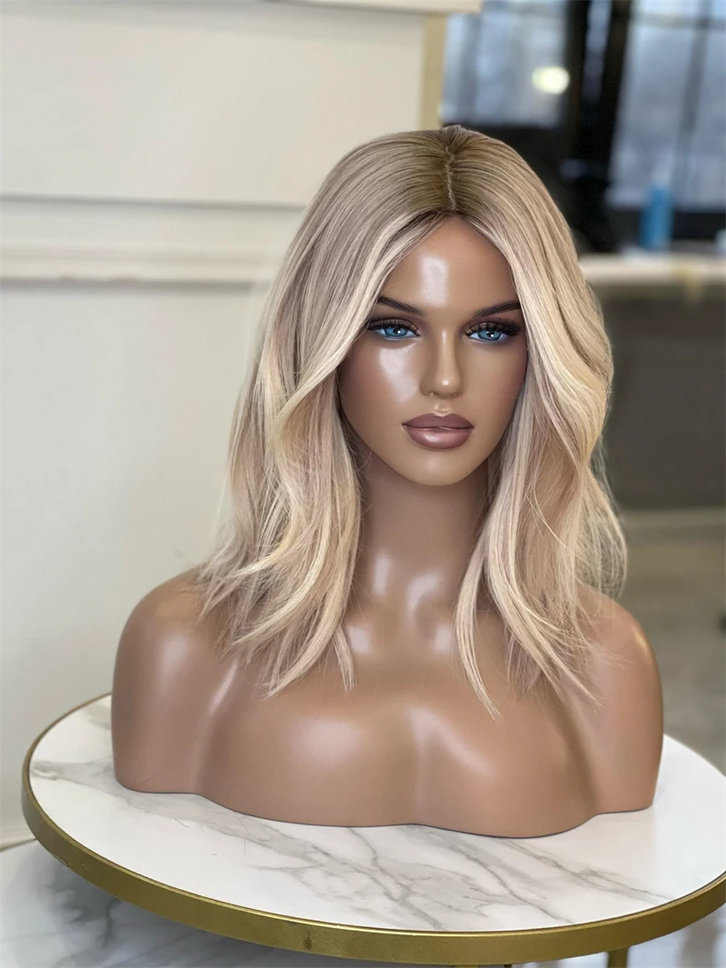 Synthetic Human Hair Wig Women Wigs Ombre Ash Blonde Lace Frontal Wigs Synthetic Futura Top Quality Lace Wig Natural Wavy Glueless Wig Women's Halloween