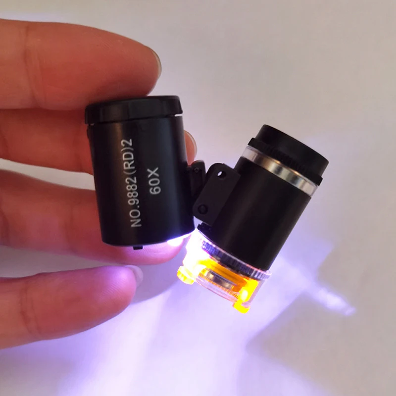 60x Lab Handheld Microscope Battery Powered Microscope With LED Light ...