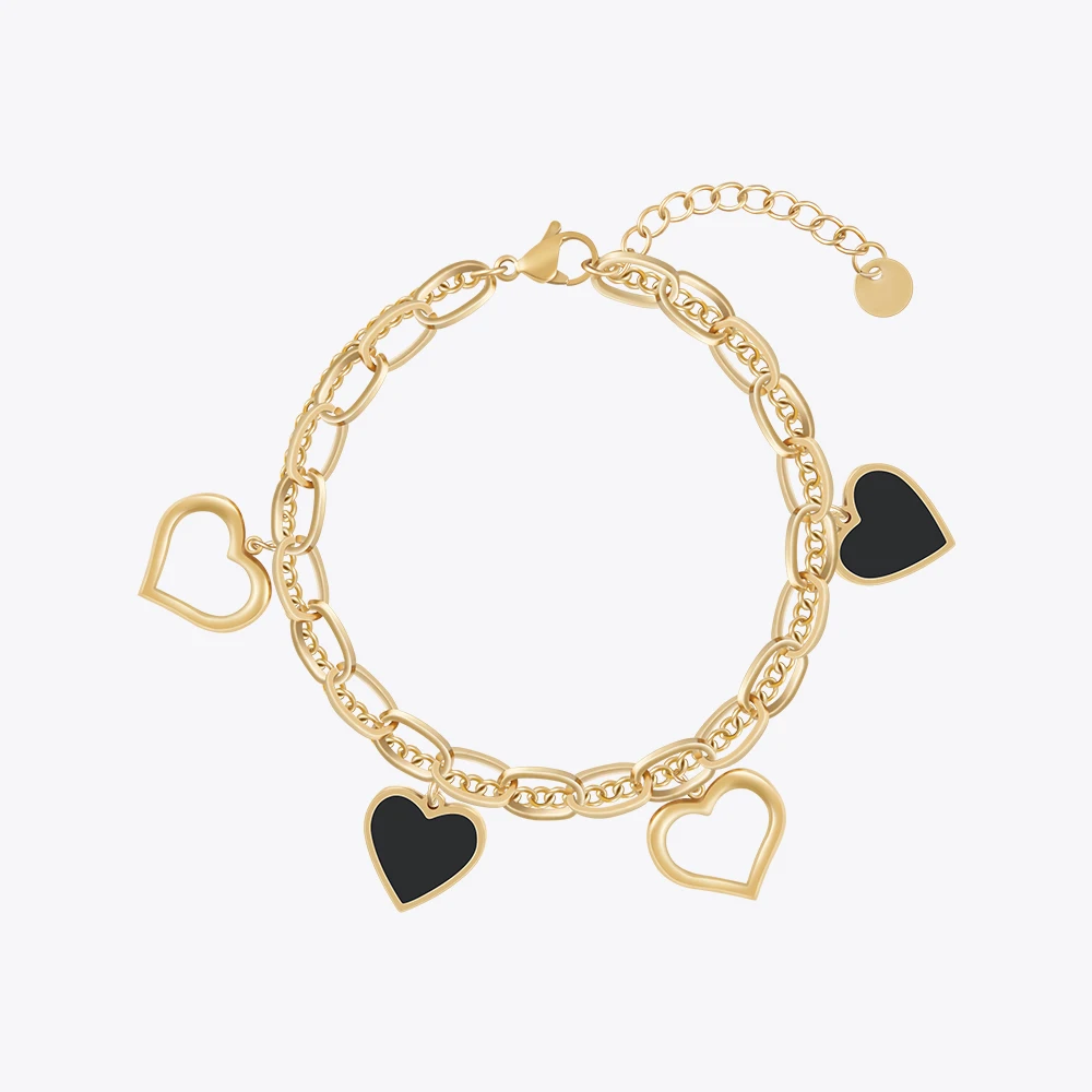 ENFASHION Pulseras Hollow Heart Chain Bracelet For Women Stainless Steel Fashion 18k Plated Jewelry Elegant Friends Gift 232354