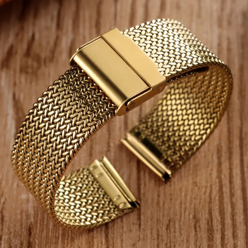 Elegant Milanese Mesh Stainless Steel Watchband Strap - Silver, Black, Rose Gold