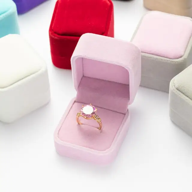 Boîte à Bagues En Velours Orange à 2 Emplacements Pour Bagues 7,6 X 4,1