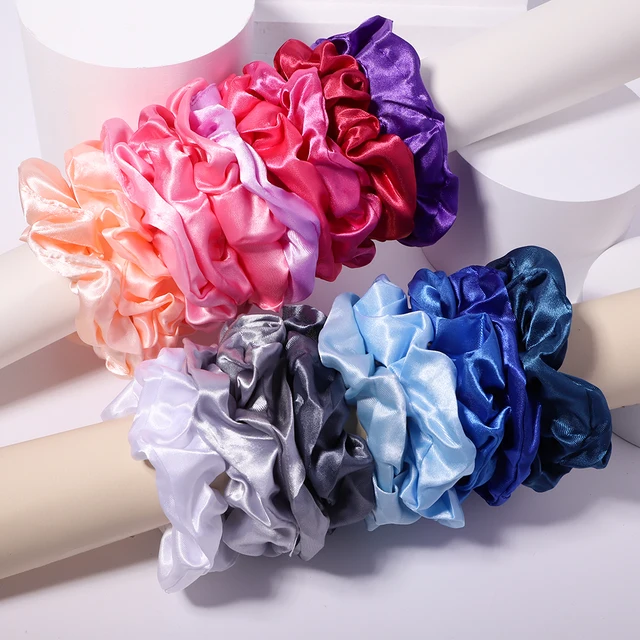 3.9Inches Women Multicolor Silk Scrunchie Elastic Handmade Hair Band Ponytail Holder Adult Hairband Headband Hair Accessories 1