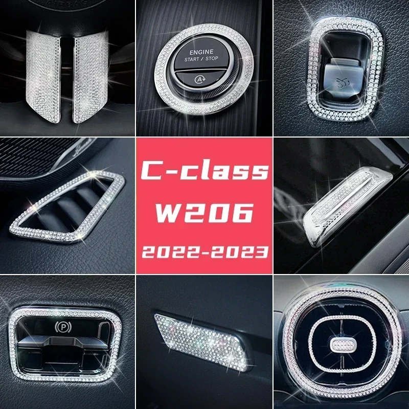 

For Mercedes-Benz W206 2022-2023 New C260LC200L Series Car Interior Steering Wheel Air Conditioner Air Outlet Diamond Decoration