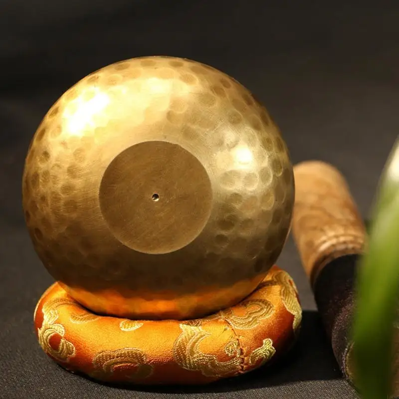L9NB Nepal Tibetan Buddhist Bowl Set Pad Ring Mallet Meditation Singing Bowls for Home Bedroom Temple Yoga Studio Decoration 4