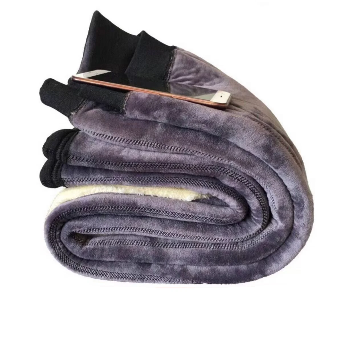 -30° Winter Thicken Keep Warm Long Wool Sheepskin Pants One Piece of Fur Men's and Women's High Waist Wool Liner Pants 5