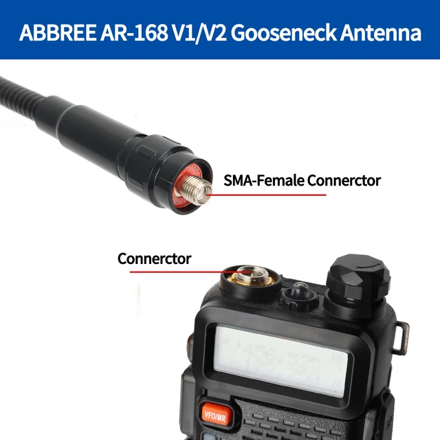 Тактическая антенна ABBREE с гусиной шеей и высоким коэффициентом усиления VHF UHF, двухдиапазонная SMA-мама для рации Baofeng UV-5R Quansheng K5 (8) K6 3