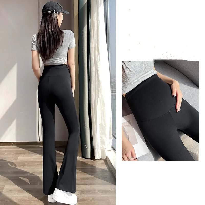 Maternity Yoga Pants For Summer 2024 New Clothes For Pregnant Women Fashion Solid Pregnancy Flare Shark Trousers Leggings M-xxl 2