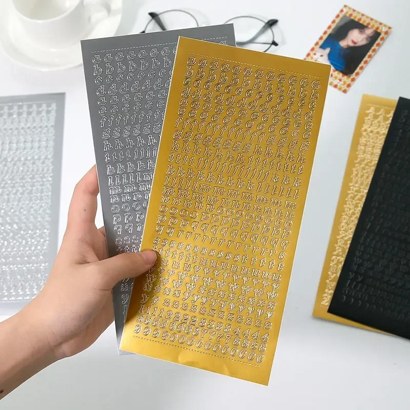 Letter stickers 1 Sheet PVC Waterproof Durable Korean Golden Silver English Letter Stickers for Photos Albums Decoration Handmade