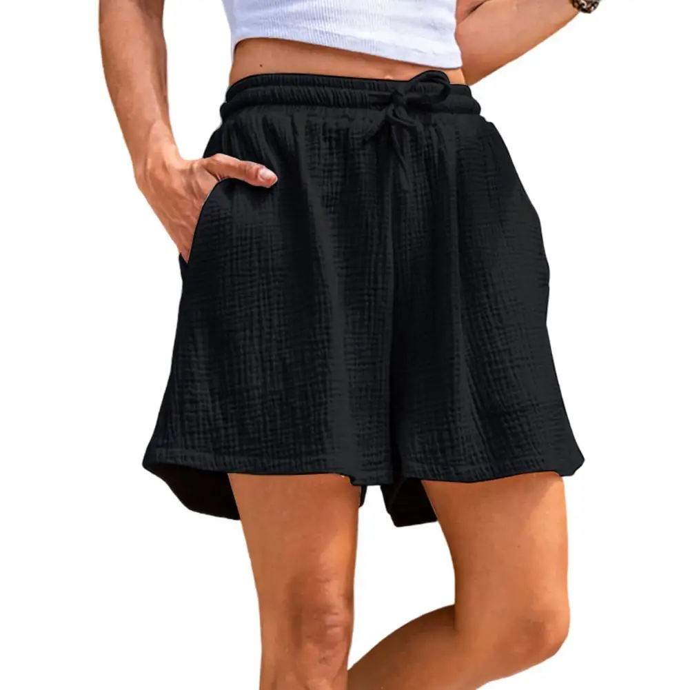 

Шорты женские повседневные с эластичным поясом, стильные свободные короткие штаны с карманами и широкими штанинами, на лето