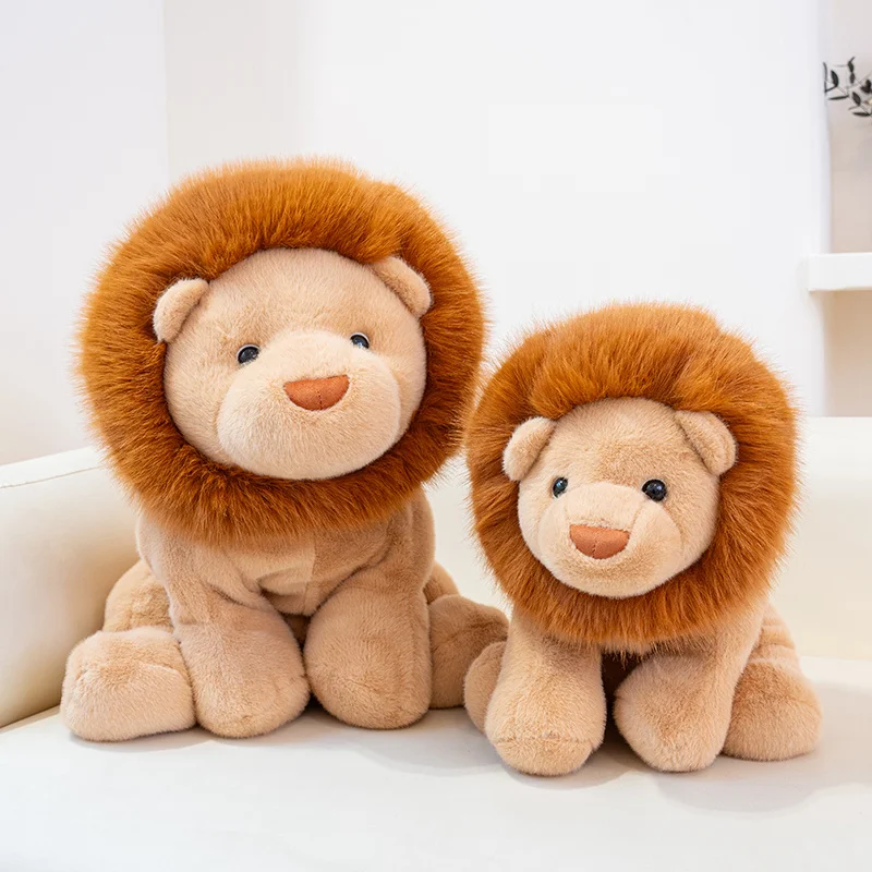 Cute Cartoon Lion Plush Toy Lifelike Downy Stuffed Male Doll Baby Sleeping Pillow Soft Kids Birthday Gift for Boys