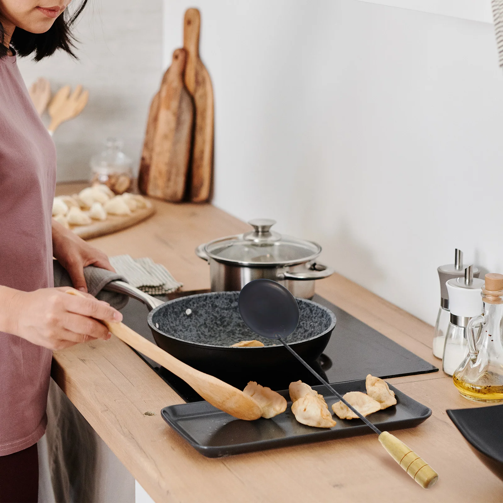 LightweightOilCakeSpoonErgonomicHandleFryingSnackPancakeMoldCookieScoopBakingToolKitchenAidHomeWaterScooperLong