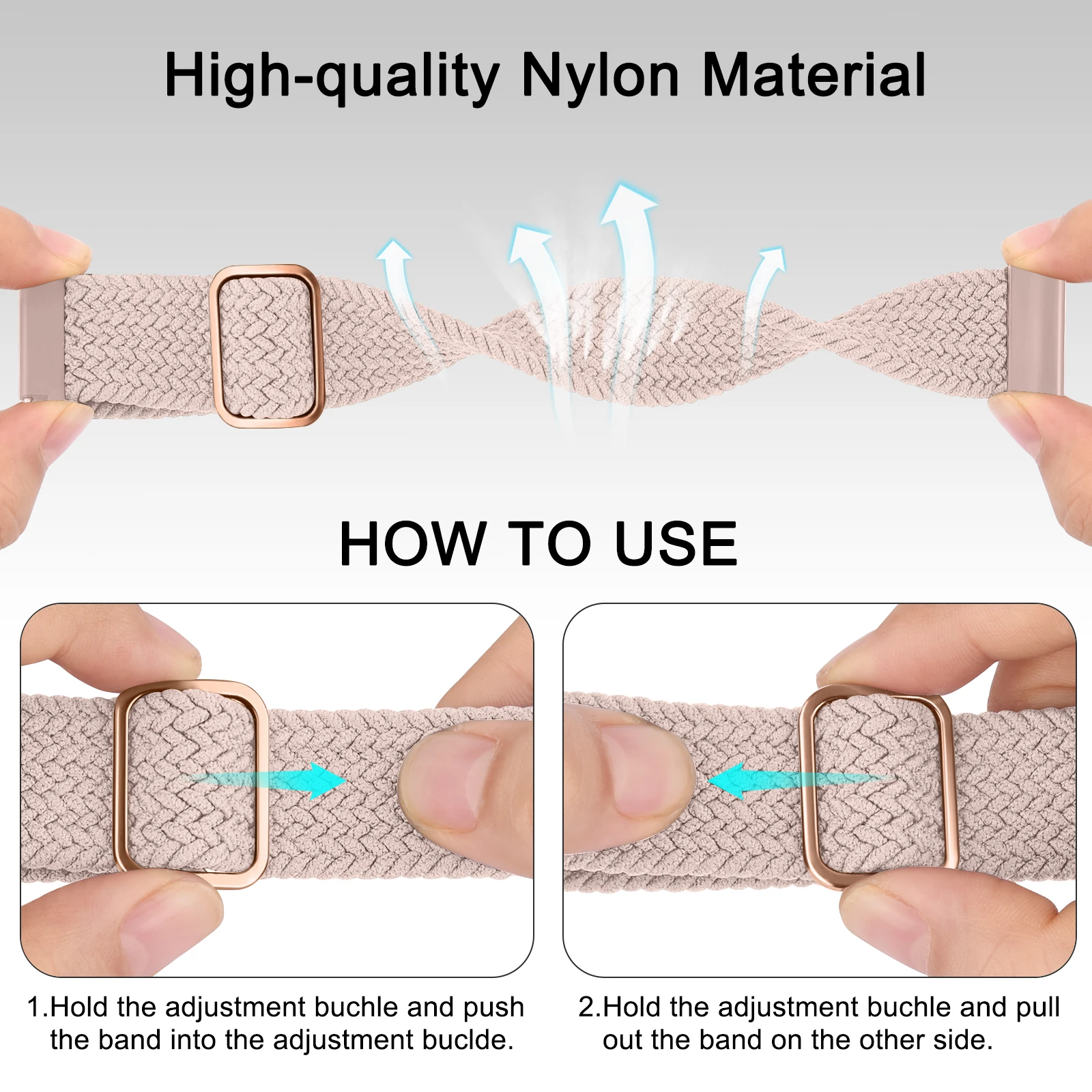 Elastic Braided Strap - 20mm/22mm - Versatile Smartwatch Band Replacement Bracelet