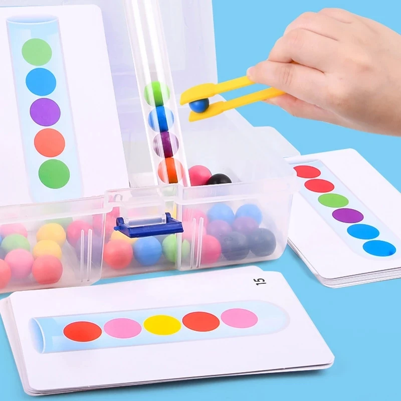 

Montessori Toys for Children Logic Thinking Puzzle Fine Motor Training Game Educational Color Sorting Clip Beads Test Tube Toys