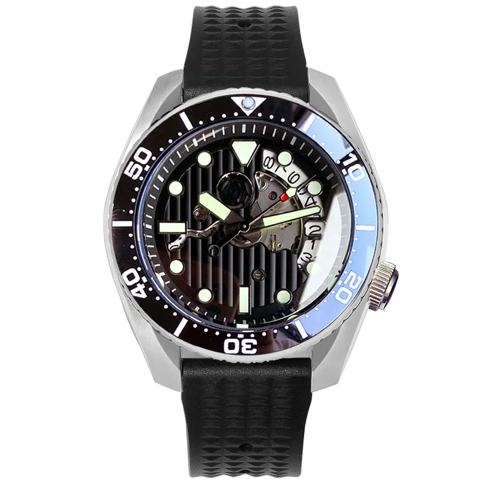 Luxury Tandorio 42.5Mm Nh35A Quadrante Cavo Vetro Zaffiro 20Atm Impermeabile Lume Dive Swim Orologio Automatico Da Uomo In Gomma Montres 2023