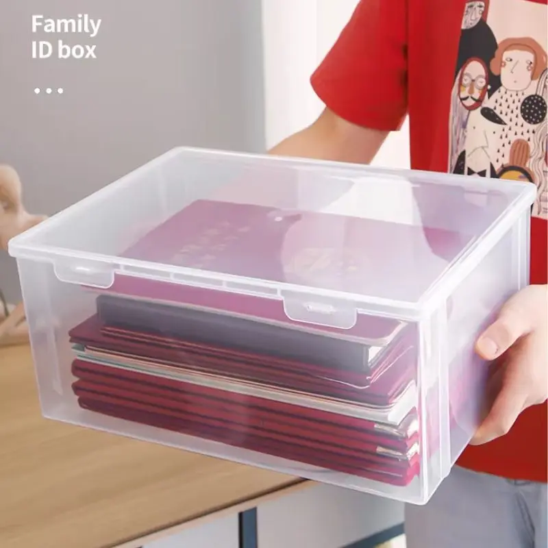Plastic Clear Square Shape Storage Box Organizer Box Large Capacity Transparent Document Organizer Desktop Document Storage Case 2