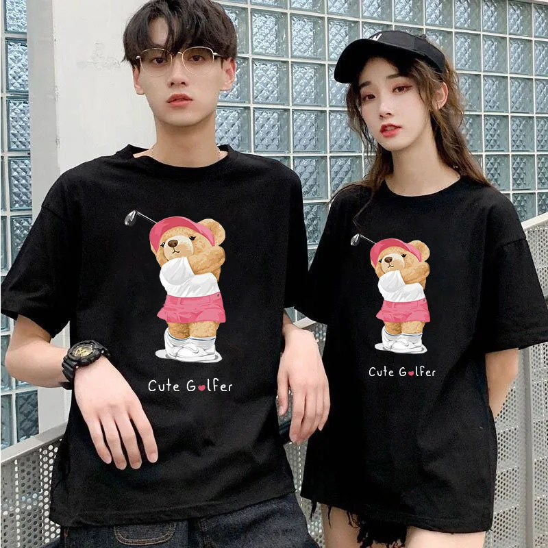 

YRYT New Summer Cartoon T-shirt Men's Summer Ins Baseball Cubs Printed Round Neck T-shirt Letters Short Sleeve Cotton Fashion