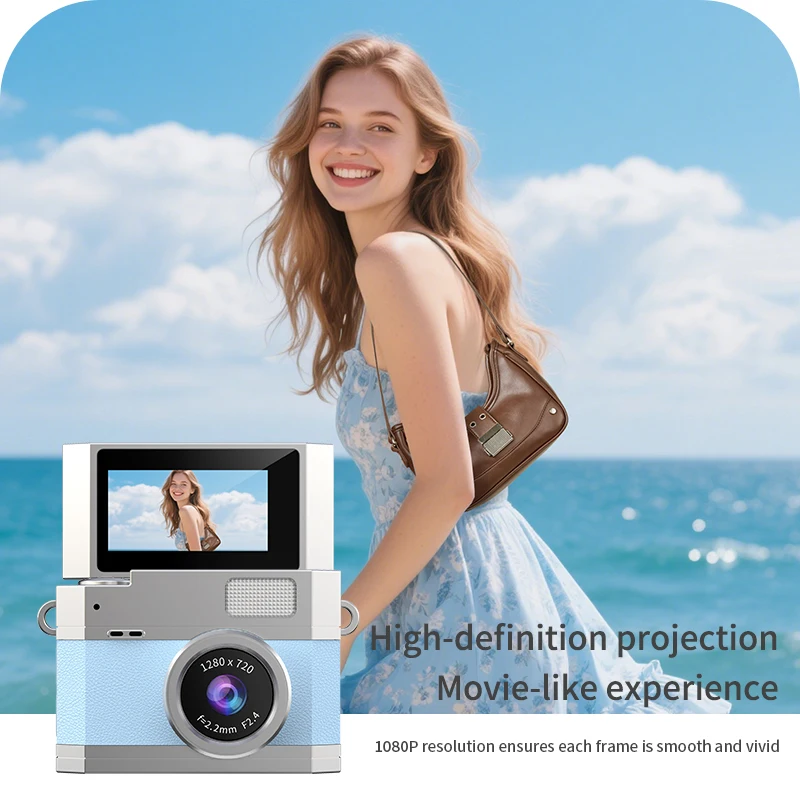 Compact Retro-Style Mini Digital Camera with Flip Selfie Screen and LED Fill Light