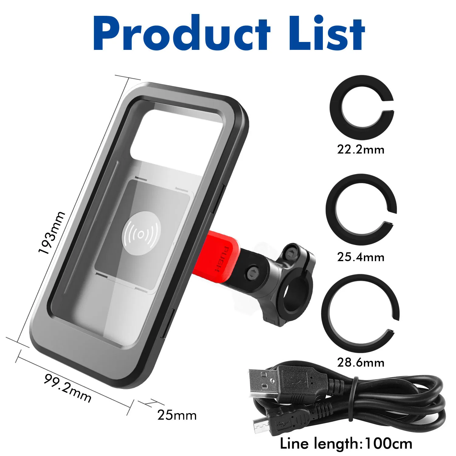 iBudim Bicycle Bike Handlebar Cell Phone Holder Bag Waterproof Case for Motorcycle Scooter Wireless Charger Phone Bracket Mount