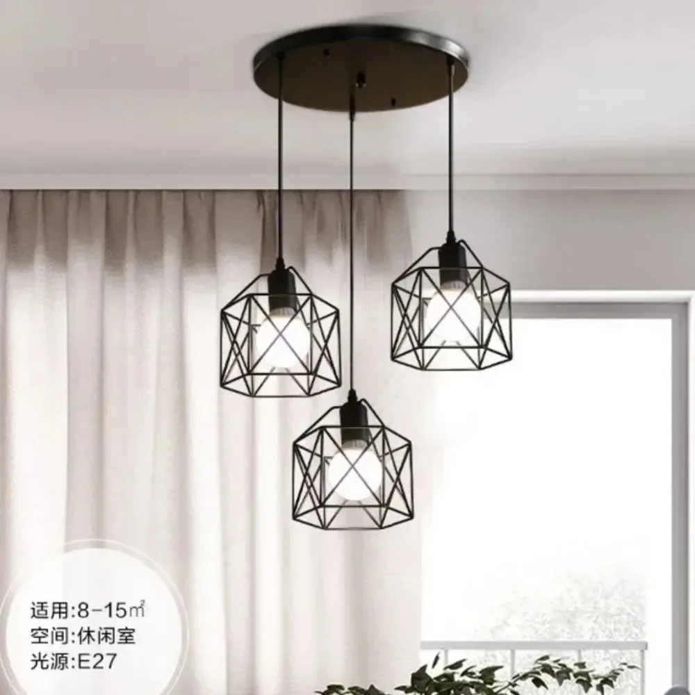 1Pc Vintage Pendant Light Led Modern Hanging Lamp for Industrial Ceiling Light Fixture Metal Cage Pendant Lighting Island