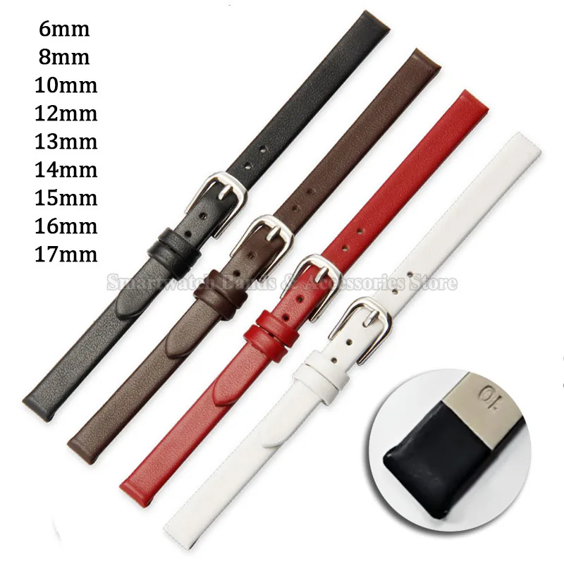 Elegant Ultra-Thin Leather Watch Strap - Soft Wrist Band with Pin Clasp