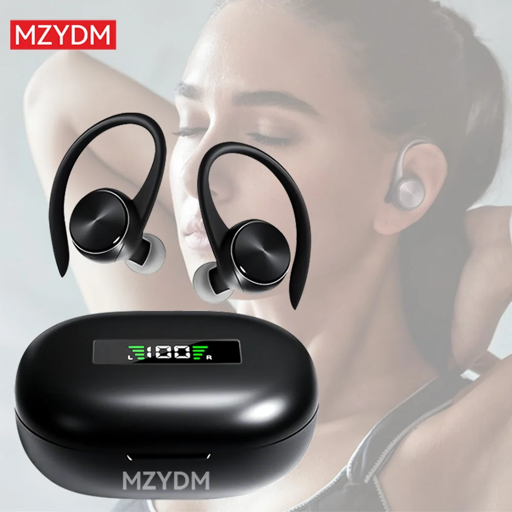 TWS Wireless Bluetooth Sports Earbuds with EarHooks - Waterproof, HiFi Stereo, Open-Ear Design