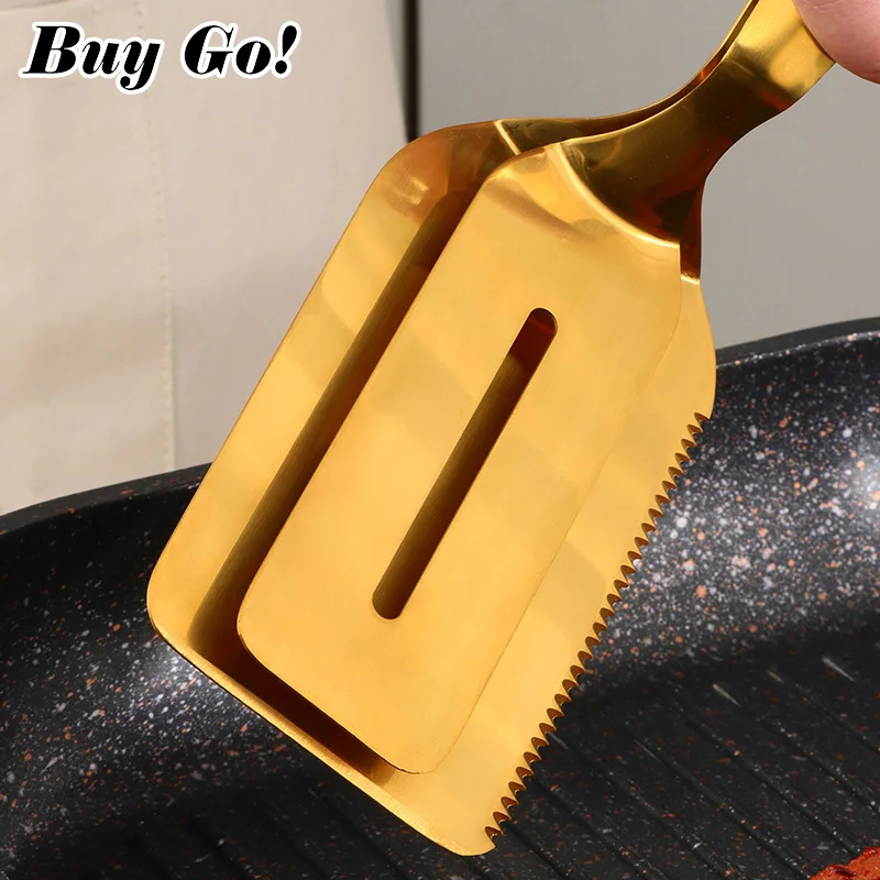 1/2PCS Stainless Steel Frying Shovel Clip Multifunctional Steak BBQ Tongs Frying Fish Spatula Bread Clip Household Kitchen Tool