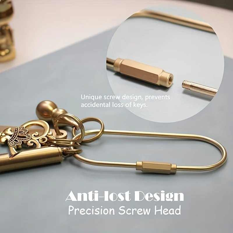 Goldene Messing-Schlüsselringe mit Schraubverschluss-Clips – Schlüsselanhänger-Organizer für Handtaschen, Geldbörsen, Schlüssel – langlebige Taschenanhänger für den Außenbereich – Detail 6