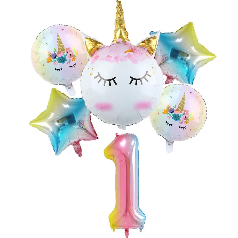 Set Di Palloncini Per Numeri Di Compleanno 1 ~ 9 Numeri Decorazioni Per Compleanno Per Bambini Palloncini Unicorno Forniture Per Feste