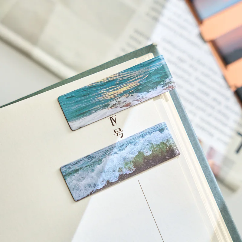 Magnetic Bookmark Beautiful Scenery Sea Sky Art Page Folder 4Pcs for Books Readers Student Stationery Office School Supplies magnetic bookmark bookmarks stationery supplies