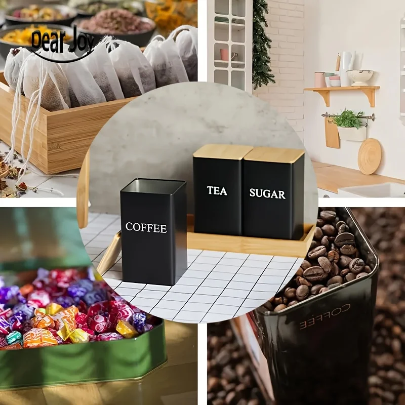 3pcs TEA COFFEE SUGAR Three Combination Set Storage Boxes Can Store Tea Coffee Fruit Tea Candy Etc Kitchen Storage Set rotating storage box